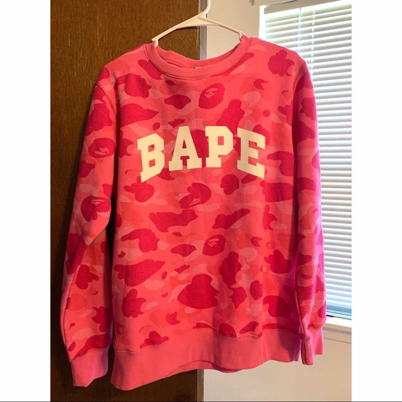 pink bape sweater